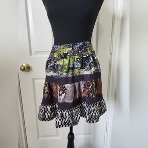 Fire LA Y2k Peasant Multicolor Patchwork Skirt L